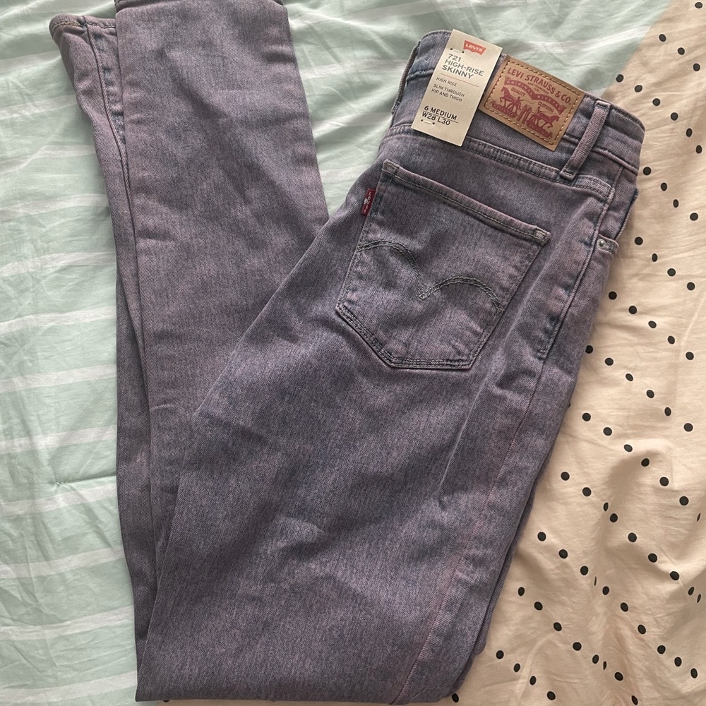 NEW: Levi 721 High-Rise Skinny Jeans Pink/ Blue